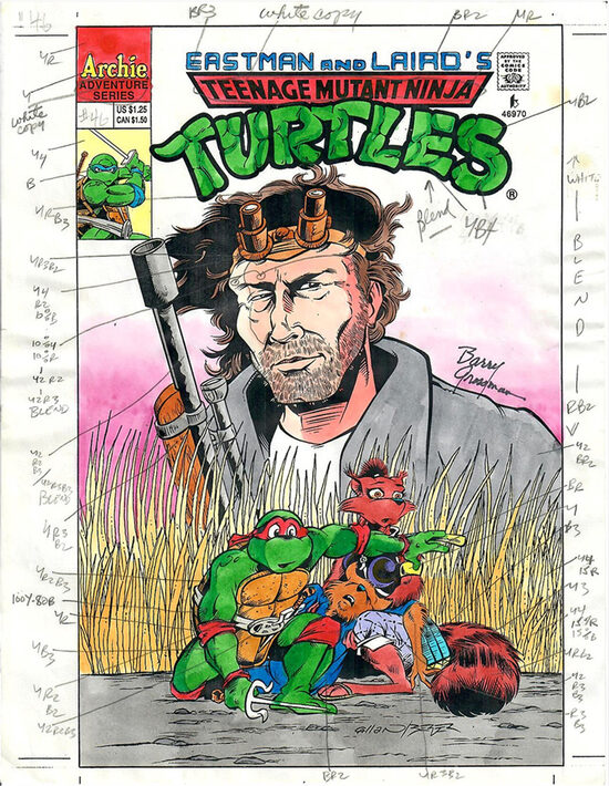 C-29754. Teenage Mutant Ninja Turtles Adventures #46 – Guía de color original firmada por Barry Grossman (Archie Comics, julio de 1993)