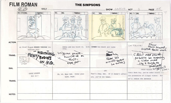 C-29759. The Simpsons “Worst Episode Ever” – Par de storyboards originales de producción (Fox/Film Roman, 2001)