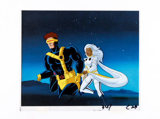 C-29760. X-Men: The Animated Series “Beyond Good & Evil: Part 3” – Cel de producción original con Cyclops, Storm, Gambit y Angel (Marvel Studios, 1995).
