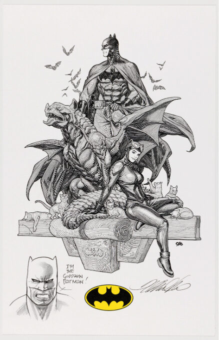 C-29762. Frank Cho Batman #48 – Print firmado y remarqued con ilustración original de Batman (DC Comics, 2018).