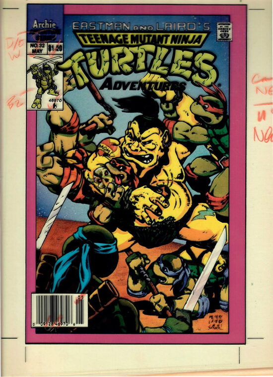 C-29767. Teenage Mutant Ninja Turtles Adventures #32 – Película de separación de color CMYK de producción (Archie, 1992)