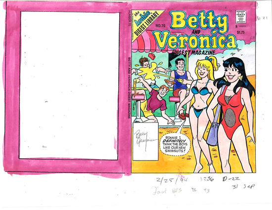 C-29770. Betty and Veronica Digest #70 – Guía de color de producción para portada (Archie, 1994)