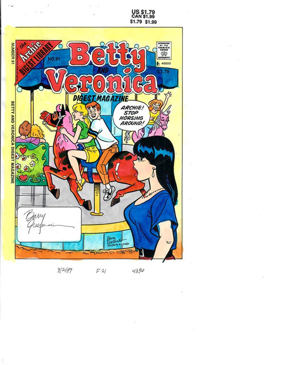 C-29772. Betty and Veronica Digest #91 – Guía de color de producción para portada (Archie, 1996)