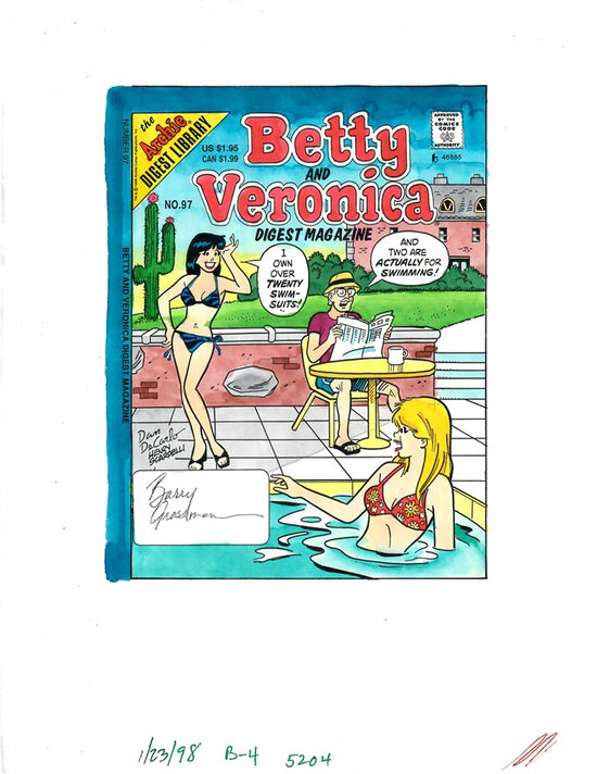C-29773. Betty and Veronica Digest #97 – Guía de color de producción para portada (Archie, 1997)