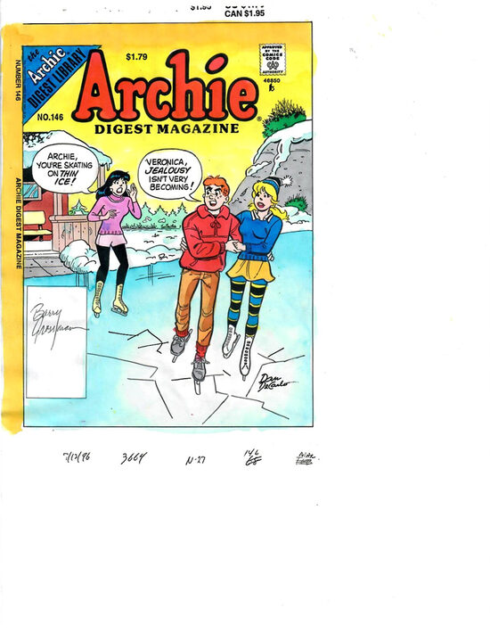 C-29774. Archie Comics Digest #146 – Guía de color de producción para portada (Archie, 1996)