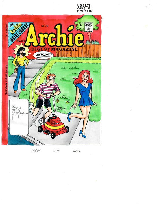 C-29775. Archie Comics Digest #150 – Guía de color de producción para portada (Archie, 1996)