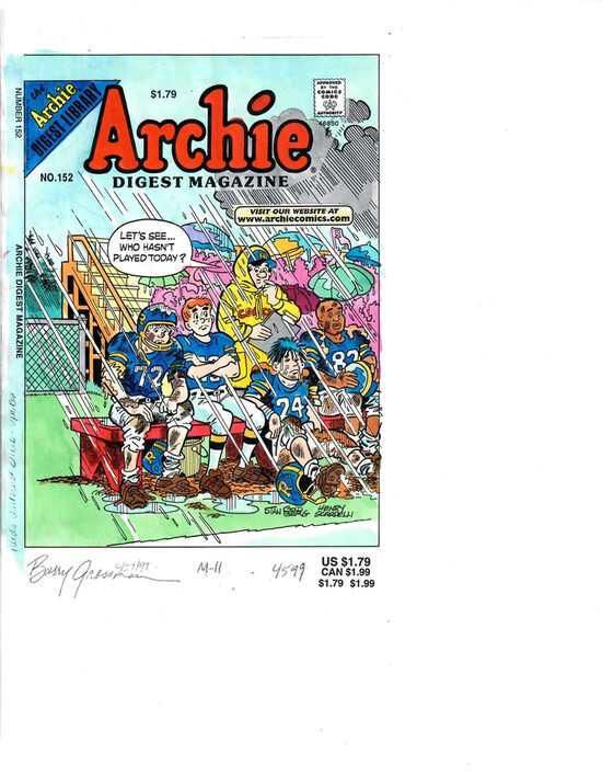 C-29776. Archie Comics Digest #152 – Guía de color de producción para portada (Archie, 1997)