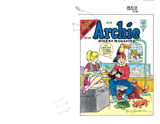 C-29777. Archie Comics Digest #149 – Guía de color de producción para portada (Archie, 1996)