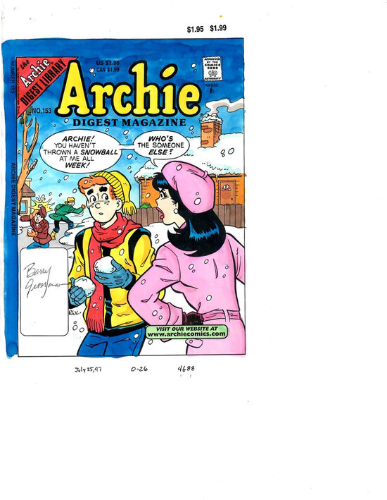C-29778. Archie Comics Digest #153 – Guía de color de producción para portada (Archie, 1997)
