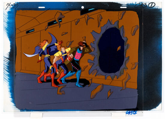 C-29783. X-Men: The Animated Series – “Sanctuary Part II” (Gambit, Amelia Voght y Fabian Cortez) Production Cel con fondo pintado (Marvel Studios, 1995)