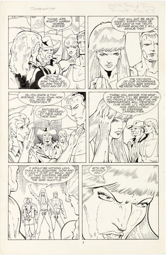 C-29786. The Terminator #10 – Página de historia original 7 (Tom Tenney y Rich Rankin, Now Comics, 1989)