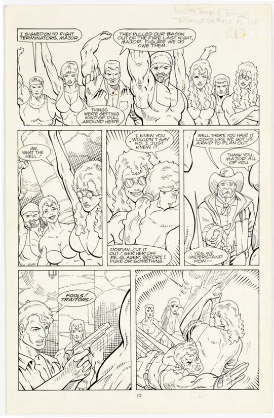 C-29787. The Terminator #10 – Página de historia original 10 (Tom Tenney y Rich Rankin, Now Comics, 1989)