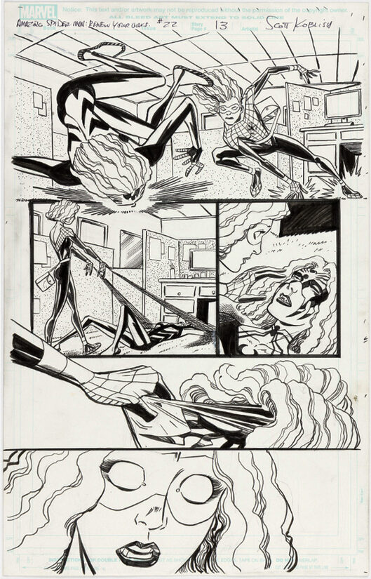 C-29792. Amazing Spider-Man: Renew Your Vows #22 – Página de historia original 13 (Scott Koblish, Marvel Comics, 2018)