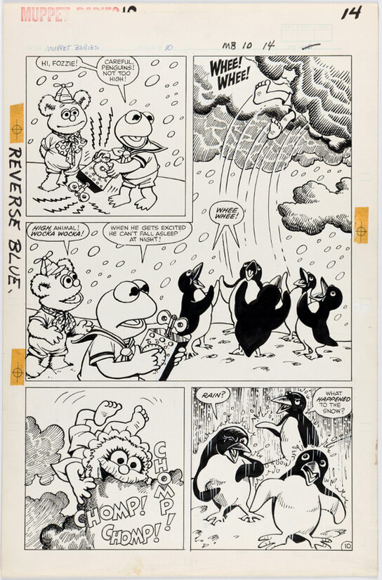 C-29793. Muppet Babies #10 – Página de historia original 10 (Marie Severin, Marvel/Star Comics, 1986)