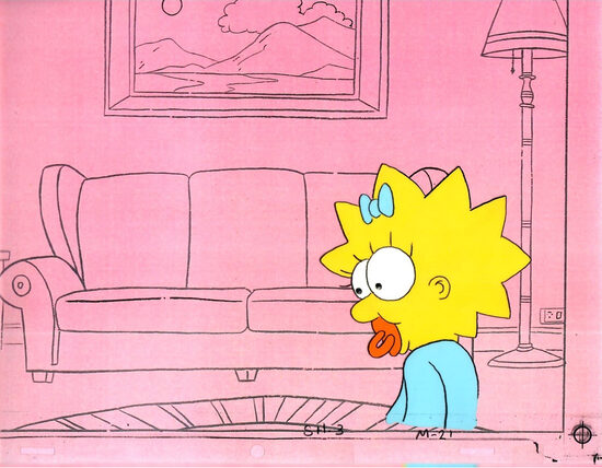 C-29831. The Simpsons – Cel de Producción de Maggie Simpson en el comercial de Butterfinger (Fox, 1988)