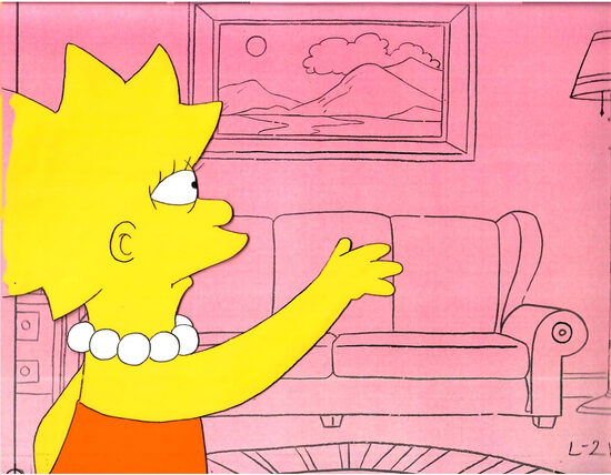 C-29832. The Simpsons – Cel de Producción de Lisa Simpson en el comercial de Butterfinger (Fox, 1988)