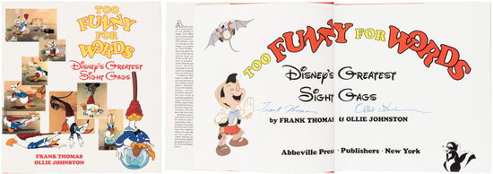 C-29842. Too Funny For Words: Disney's Greatest Sight Gags – Primera edición firmada por Frank Thomas y Ollie Johnston (Walt Disney/Abbeville Press, 1987)