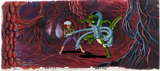 C-29845. X-Men: The Animated Series – "Love In Vain" Rogue and Brood Alien 25'' Master Setup (Marvel, 1996, minutos 16:37 y 13:02)