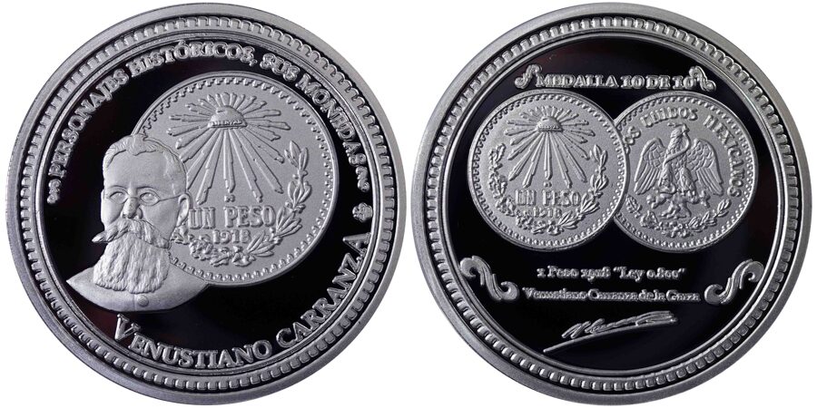 MUY POCAS DISPONIBLES----No. 10: “1 PESO 1918.” Realizada en plata