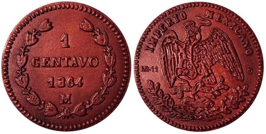 Medalla No. 11: “1 Centavo 1864” Cobre. KM-384