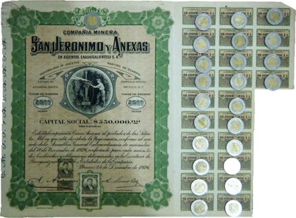 Acción A. Minera San Jerónimo Y Anexas S A Aguascalientes (Id: 122)