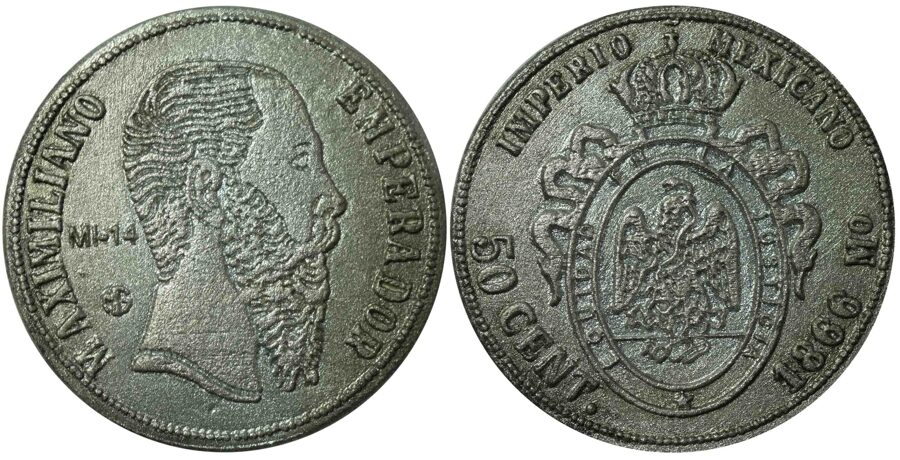 No. 14: “50 Centavos Mo 1866” Plata. KM-387