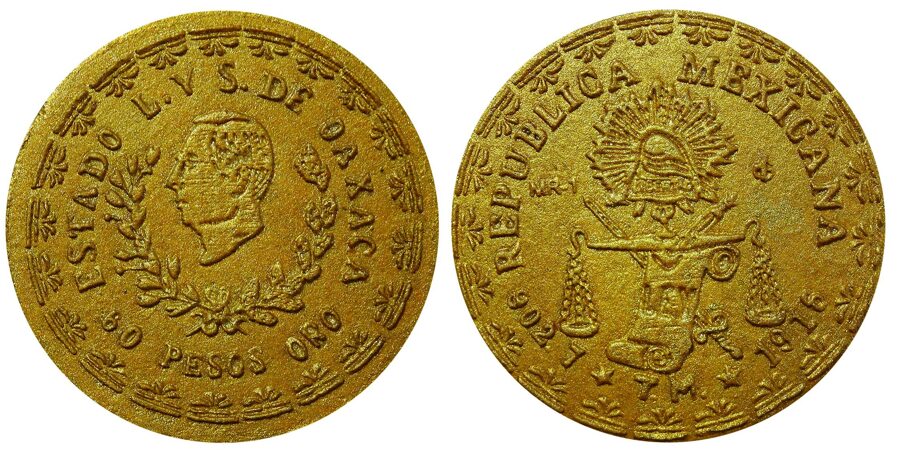 Medalla No 1. "60 Pesos Oro, 1916 Oaxaca" GB-379