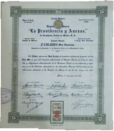 Acción A. Minera La Providencia Y Anexas De Zacualpam (Id: 200)