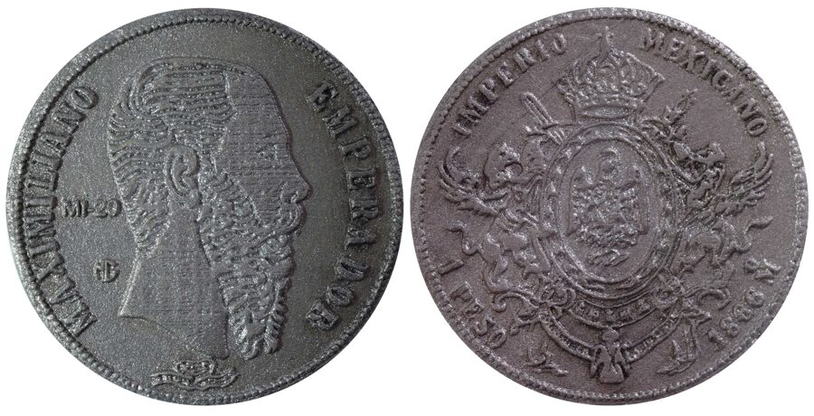 Medalla No 20: "Prueba 1 Peso Mo 1866 Letras Chicas"