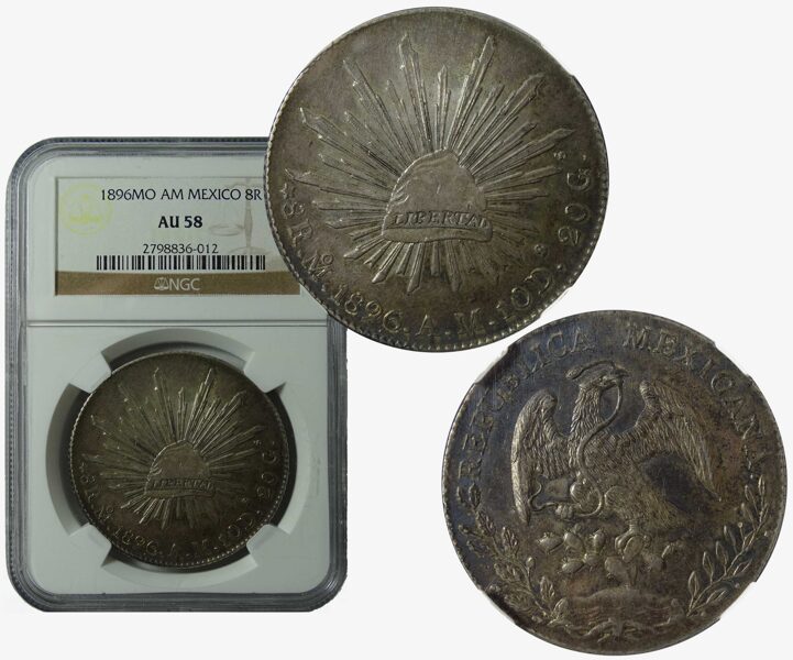 8 Reales Mo 1896 Am, Certificada Ngc Au 58, Pátina Original (Id: 25399)