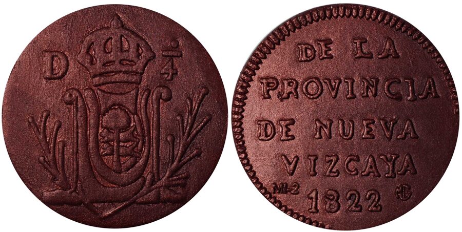 Medalla No 2: "1/4 de Real 1822 D"