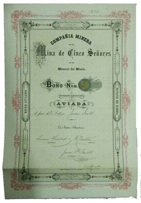 Accion Mina De Cinco Señores De 1872 (Id: 305)