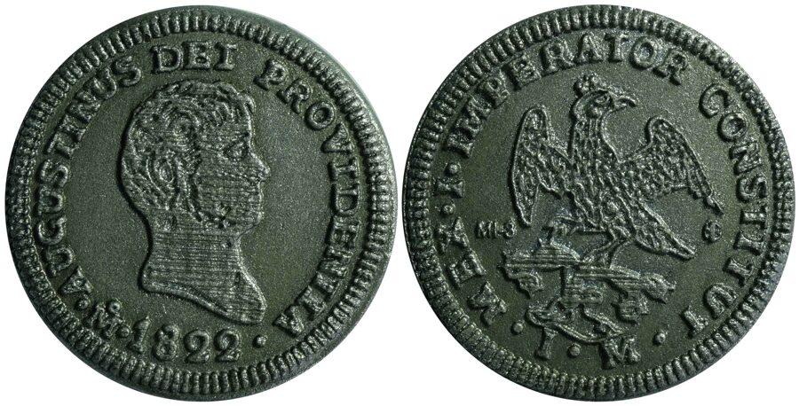 Medalla No. 3: “1/2 Real 1822 JM” Plata. KM-301