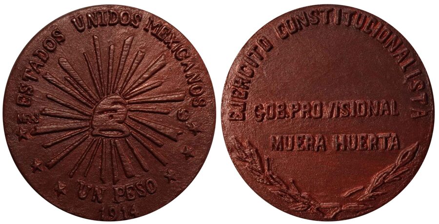 Medalla No 3: "1 Peso 1914, Muera Huerta, Gobierno Provisonal, 1914 Durango GB-81"