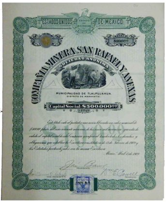 Accion A. Minera San Rafael Y Anexas De 1909 Verde (Id: 463)