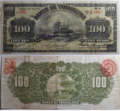 100 Pesos, El Banco De Tamaulipas Con Firmas. (Id: 5761)