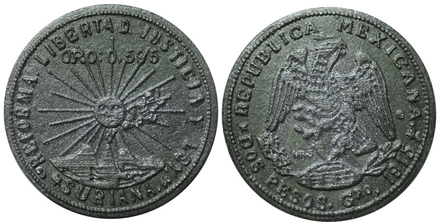 Medalla No 5: "2 Pesos 1915, SURIANA, Guerrero" GB-223