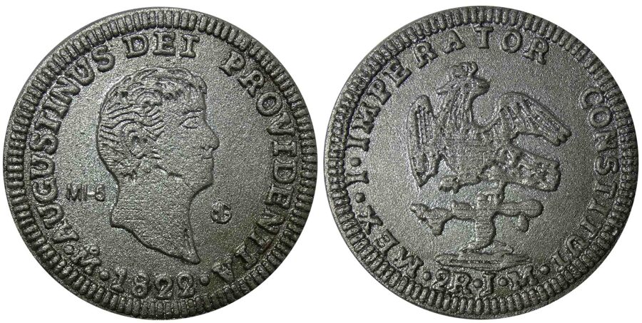 No. 5: “2 Reales 1822 JM” Plata. KM-303