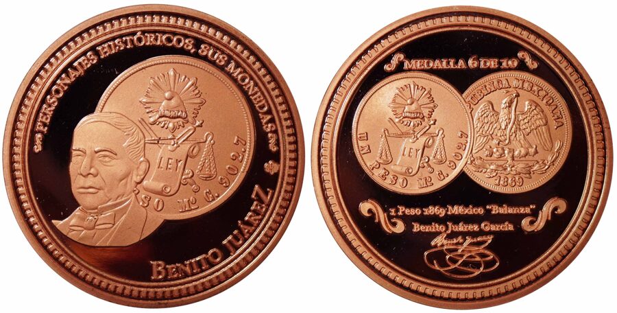 No. 6: “1 PESO 1869 Mo 1869” REALIZADA EN COBRE