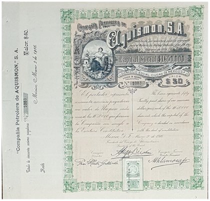 Acción Compañía Petrolera De Aquismon, Verde (Id: 7673)