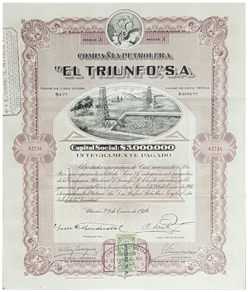 Acción Compañía Petrolera "El Triunfo", Morado (Id: 7678)