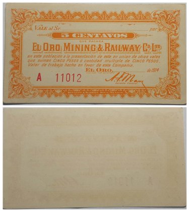 5 Centavos, El Oro Mining Railway Company, Edo De Mex (Id: 8133)
