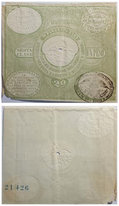 1 Peso, Contribución Federal Para El Bienio 1874-1875. (Id: 8650)